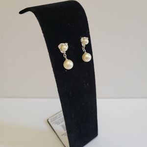 Women's Gold Plated Rhinestone/Faux Pearl Stud Earrings